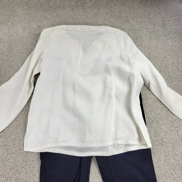 Talbots Womens Capsule Wardrobe Set L/12 Linen Top & Ankle Pants Casual Travel - Picture 6 of 13
